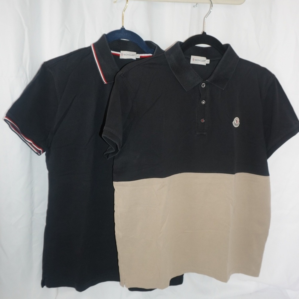 Moncler Lot of 2 Polo Shirt Bundle Golf Tennis Size M Pique Cotton Knit